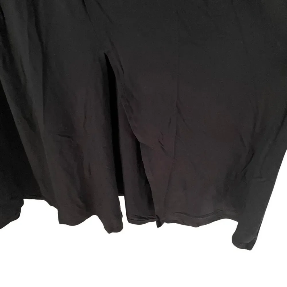 A New Day Women's 4X Long Sleeve Knit Ballet Maxi Dress‎ Black With Slit NEW